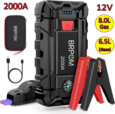 BRPOM 12V 2000A 21800mah Car Jump Starter Booster Battery Charger USB Power Bank • £55.99