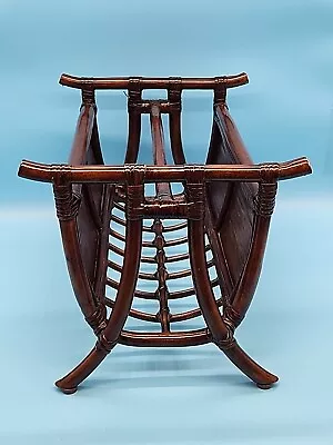 Vintage Magazine Rack Bamboo Bentwood Rattan Midcentury Modern MCM Dark Mahogany • $40