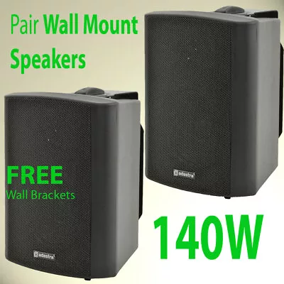 2x Adastra Black Wall Mount Speakers PA 100v Line Background Music System 140W • £89