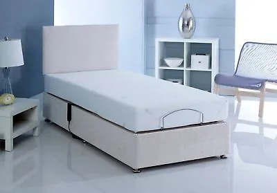 Electric Adjustable Beds Mobility Chenille + Headboard +  Memory Foam Mattress • £479.99