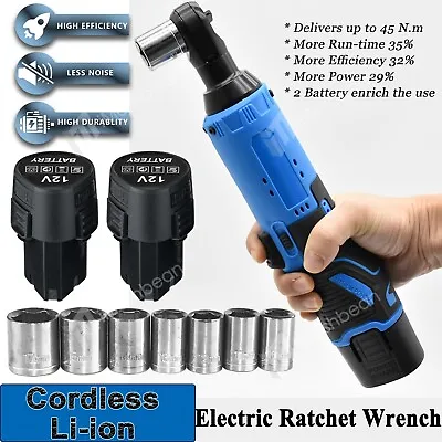 3/8'' Electric Cordless Ratchet Right Angle Wrench Impact Power Tool 2 Battery • $42.99