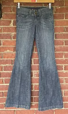 Divine Rights Of Denim Jeans Womens EU Size 24 Flared Leg Low Rise Blue Stretch • $10