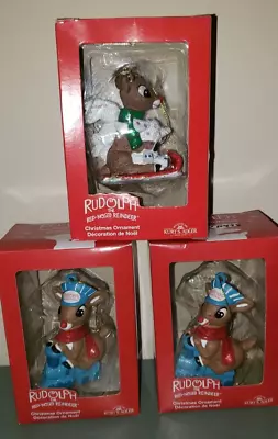 Kurt Adler Lot Of 3 Rudolph Island Of Misfit Christmas Ornaments New In Boxes • $29.99