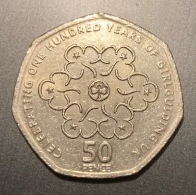 2010 One Hundred Years Of Girlguiding 50p Coin Circulated In Good Condition. • £1.15