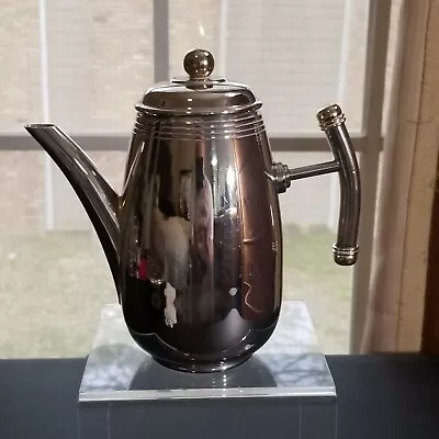 Vintage Mid Century Modern Small Individual Coffee Or Tea Pot Silver & Gold  • £48.23