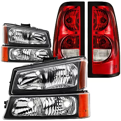 Headlight & Tail Lights Assembly For 03-06 Chevy Silverado Black + Amber • $119.99