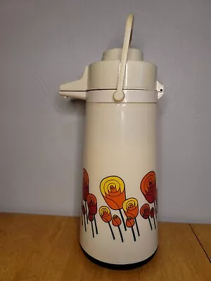 Vintage Sea Gull 2QT Tulip Rose Thermal Hot Cold Air Pump Coffee Dispenser EUC! • $24.99