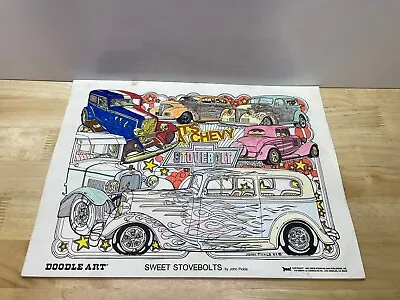 Vintage Doodle Art Coloring Poster Sweet Stovebolts Cars 11x15 • $25.49