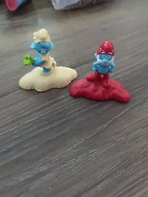 McDonalds Smurf Happy Meal Figure 2017 Cake Topper 2  Lot Of 2 Smurfette Papa • $2.99