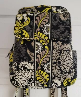 Vera Bradley Baroque Gray Black Yellow Backpack Book Bag Bag Floral • $28