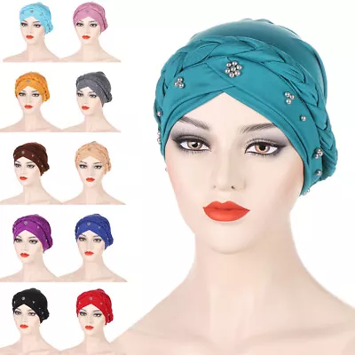 Muslim Women Braids Headscarf Wrap Chemo Caps Turban Hijab Hair Loss Bonnet Hat • $7.99