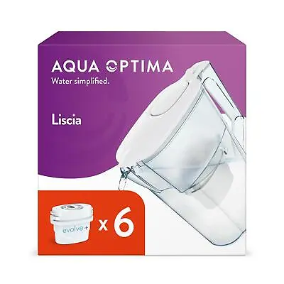 £18.40 • Buy Aqua Optima Liscia 2.5itre Water Filter Jug & 6 Evolve+ Filters (6 Month Pack)