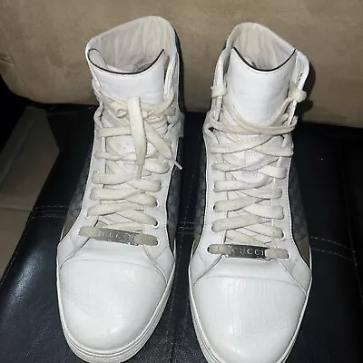 GUCCI Italian Sz 10 G  Leather High Top Sneakers Read Description Sz  U.S 12 • $115