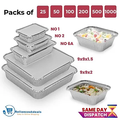 Aluminium Foil Food Containers With Lids Home Disposable Takeaway Baking Trays • £5.79