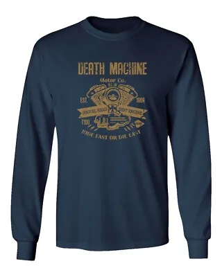 Death Machine Motorcycle Shirt Shovel Head Engine Funny Biker Long Sleeve TShirt • $18.49