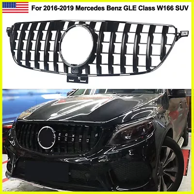 GTR Front Grille All Gloss Black For Benz W166 GLE350 GLE400 GLE43 AMG 2015-2019 • $1122.99
