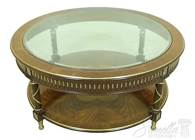 $2595 • Buy L25787EC: EJ VICTOR Round Large Inlaid Walnut Regency Coffee Table
