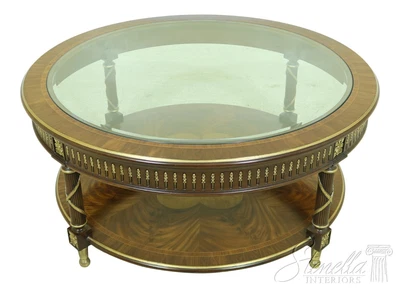 $2595 • Buy L25787EC: EJ VICTOR Round Large Inlaid Walnut Regency Coffee Table