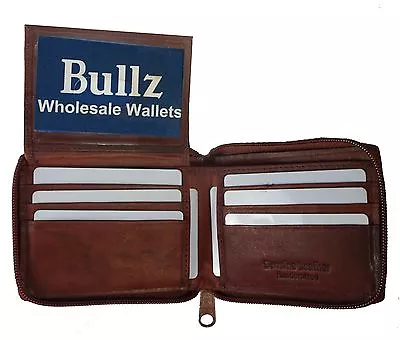 New Mens Bifold Zipper Around Leather Wallet Secure Multi Pockets Billfold  • $10.64