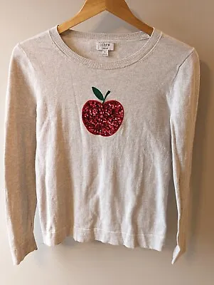 J.CREW Teddie Sequin Apple Teacher Sweater Shirt Thin Knit Small • $30