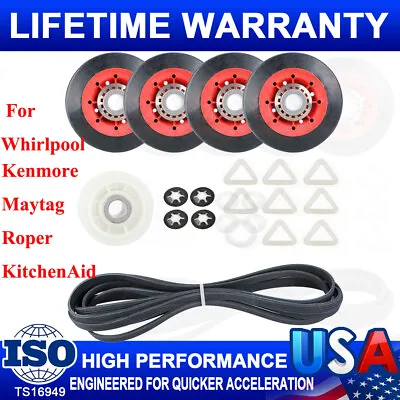 4392067 Dryer Repair Kit Belt Rollers & Idler For Whirlpool Kenmore Maytag Duet • $21.99