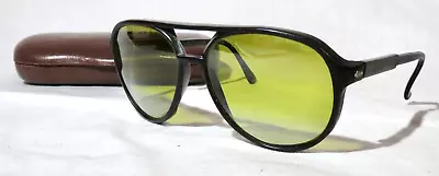 Vintage Action Optics Japan Sunglasses Black Plastic Aviator Style Frame • $29.99