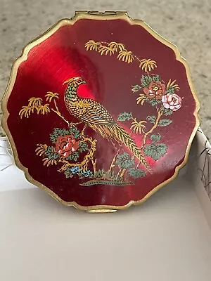 Vintage Signed Stratton Compact Red Enamel Golden Pheasant Made In England • $30