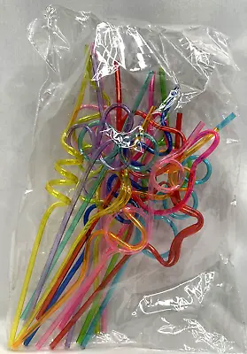 15 Pcs Colorful See-Thru Drinking Straws Crazy Curly Loop Plastic Party Straws • £7.55