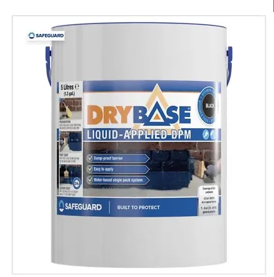 Drybase 5 Litres Black Liquid Damp Proof Membrane - Liquid DPM Damp Proof Paint • £68