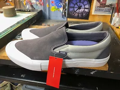 Vans Slip On Pro Periscope Drizzle Grey Suede Size US 12 Men New Toe Cap • $79.99