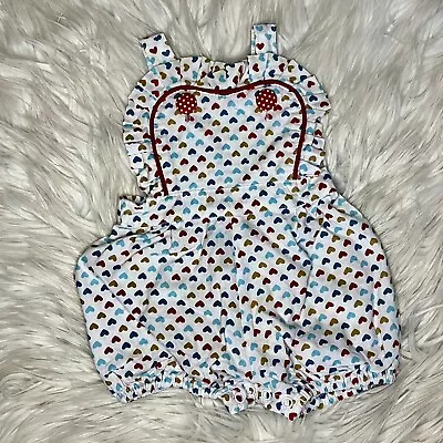 ROCKYOURBABY - Size 0-3m (000) Baby Girl's White Heart Print 'Audrey Romper' RYB • $16.95