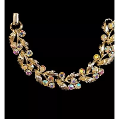 Vintage LISNER Pastel Multicolor Rhinestone Gold Tone BRACELET Fruit Salad 6  • $79.99