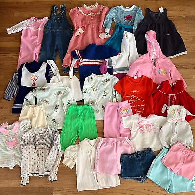 Vintage 70s 80s Baby Toddler Girls Clothes Dresses 26 Piece Lot 6m - 10y • $9.95