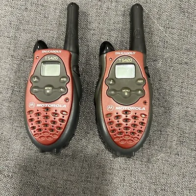 Motorola Talkabout T5420 Walkie Talkie Two-Way Radios Black Red Outdoors TESTED • $14