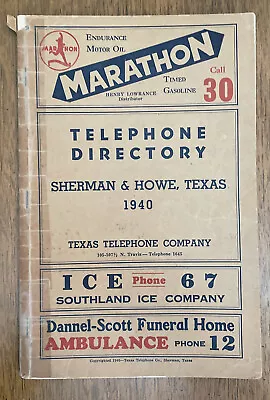 1940 Sherman Howe TX Texas Telephone Company Directory • $29.99