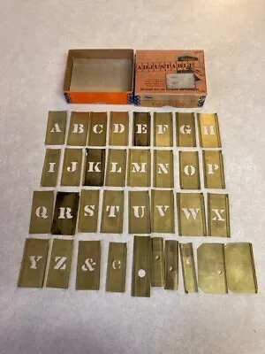 Vintage Reese's Adjustable Brass Letter Stencil Kit. Orig. Box • $23.90