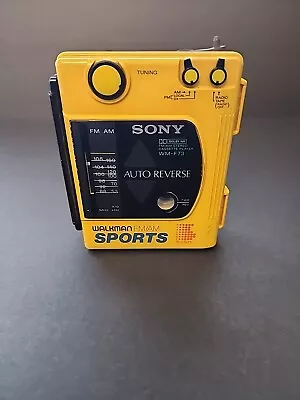 Vintage Sony Sports Walkman FM/AM Radio Cassette Player Yellow WM-F63-F73  • $45