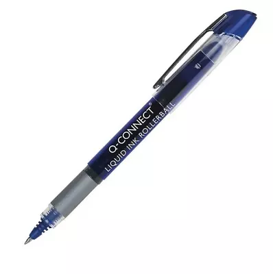 Q-Connect Liquid Ink Rollerball Pen Fine Blue (Pack Of 10) KF50140 • £4.50