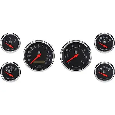 Omega Kustom 6-Gauge Set Electric Speedometer Black Top • $490.99