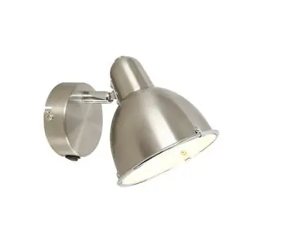 £13.99 • Buy Single Bedside Lamp Shade Wall Light Fitting Rocker Switch Satin Nick Chrome