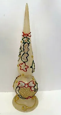 Vintage Handcrafted Art Glass Christmas Tabletop Finial Beige Whimsical Stars  • $34.99