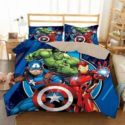 Marvel Avengers 3PCS Bedding Set Duvet Cover Pillowcase Comforter Cover Gifts • $61.99