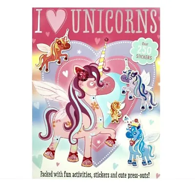 I Love Unicorn Activities And 250 Plus Stickers Book With Free 6x Crayons • £3.49