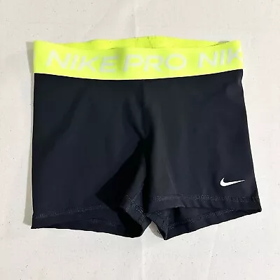 Nike Women's Pro 3'' Training/Volleyball Shorts Black/Lime Green Size Medium • $22.98