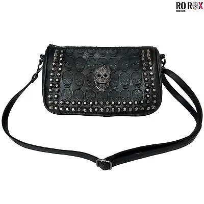 £16.50 • Buy Ro Rox Keir Shoulder Bag Studded Skull Gothic Faux Leather