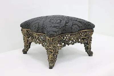 Victorian Design Vintage Cast Iron Footstool New Upholstery #47724 • $235