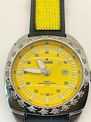 Visage Quartz Movement Watch Yellow & Black Swarovski Crystals • $199