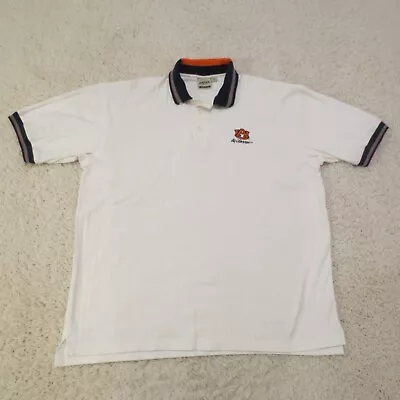 VINTAGE Auburn Tigers Polo Shirt Mens 2XL XXL White Ag Classic 90s USA Gameday • $11.24