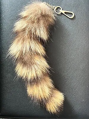 Raccoon Tail Golden Keychain 25cm Real Fur Purse Accessory • $15