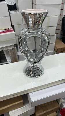 £29.99 • Buy 40 CM Mosaic Vase Diamond Silver Crystal Decorative Mirror Flower Luxury